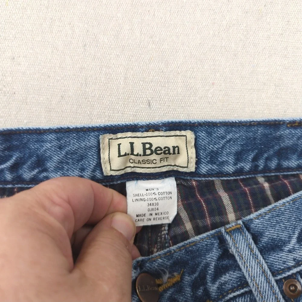 Vintage LL Bean Jeans Mens‎ 34x30 Blue Flannel Lined Classic Casual Denim